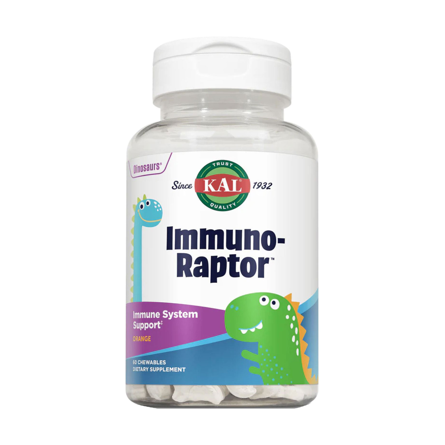 Дитячий вітамінний комплекс для підтримки імунітету KAL Immuno-Raptor зі смаком апельсина, 60 жувальних таблеток